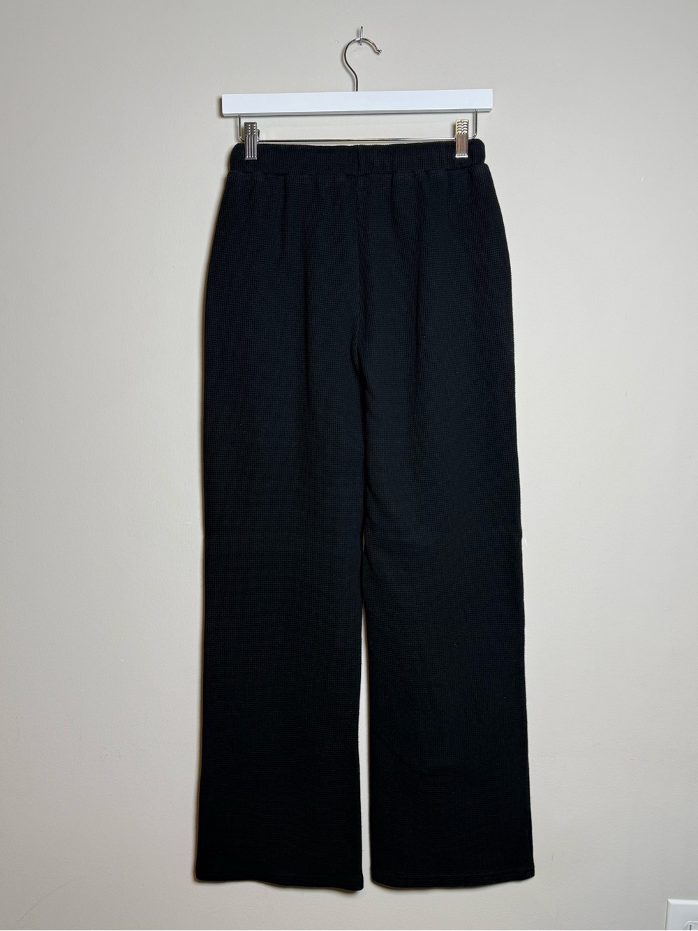 Comfrt Waffle Knit Lounge Set Crewneck Sweatshirt & Wide Leg Pants Black Size M - Picture 5 of 14